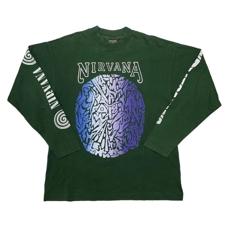 NIRVANA NEVERMIND BOOTLEG LS TEE GREEN LARGE 64 NIRVANA NEVERMIND BOOTLEG LS TEE GREEN LARGE 64
