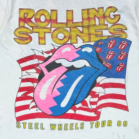 THE ROLLING STONES STEEL WHEELS TOUR 1989 WHITE HANES LARGE 5542