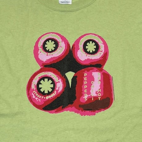 RED HOT CHILI PEPPERS WHEELS LIME GREEN GILDAN LARGE 9039
