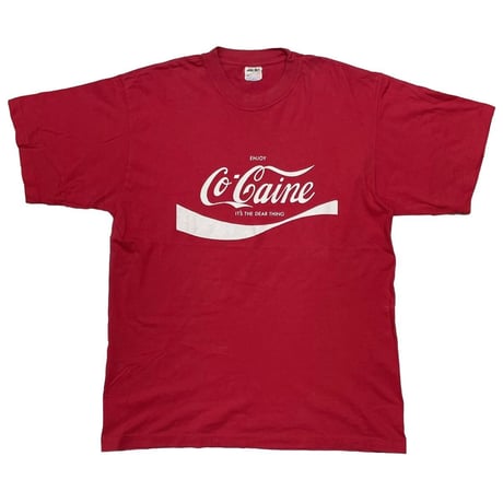 OLD & VINTAGE ENJOY Co-Caine Coca-Cola LOGO PARODY RED XL 3714
