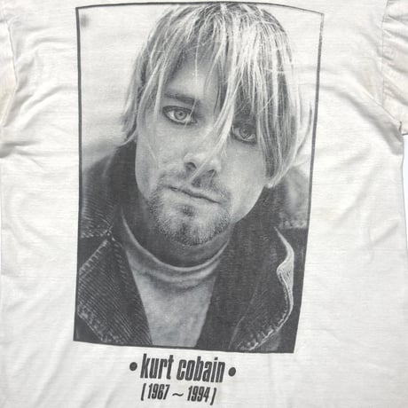 NIRVANA KURT COBIAN MEMORIAL MONOCHROME PORTRAIT FACE WHITE EURO XL 6830