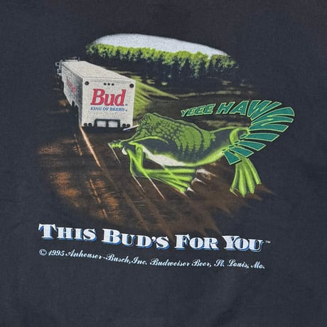 Budweiser JUMP ON A BUD 1995 THIS BUD'S FOR YOU CREWNECK SWEAT BLACK XL 5233