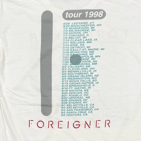 FOREIGNER HEAD GAMES TOUR 1998 WHITE FITS XL 9917
