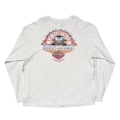 HARLEY DAVIDSON FLAME EMBLEM LOGO VICTORVILLE CALIFORNIA LS WHITE XL 7324