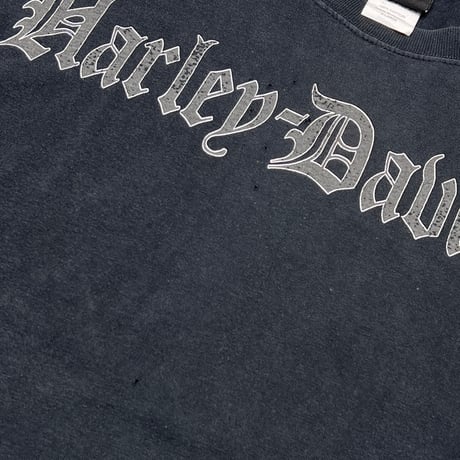 HARLEY DAVIDSON OLD ENGLISH LOGO MONOCHROME SLEEVE FLAME TEXAS LS XL 0742