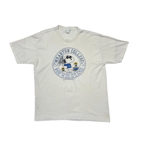 PEANUTS WHARTON COLLEGE WCJC SNOOPY & WOODSTOCK WHITE ARTEX XL 4349