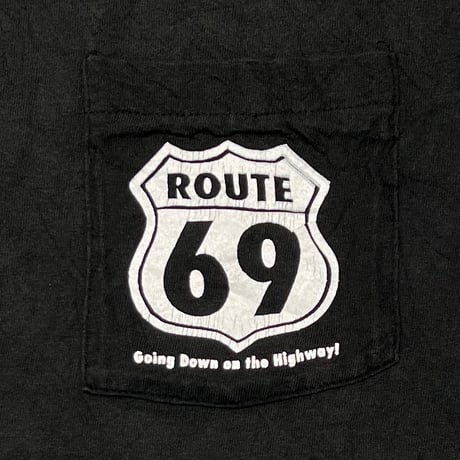ROUTE 69 GOING DOWN THE HIGHWAY POCKET TEE FRUIT OF THE LOOM LARGE 7020
