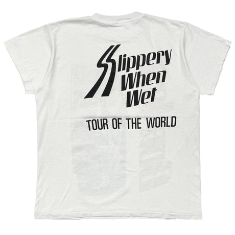 BON JOVI TOUR OF THE WORLD SLIPPERY WHEN WET WHITE FITS XL 4180