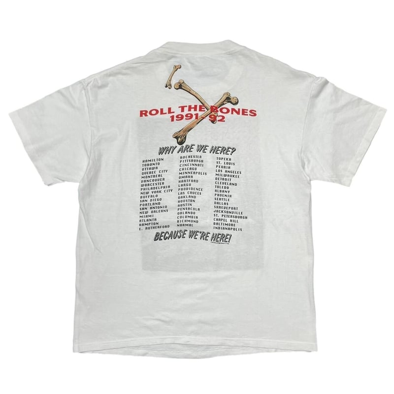 Rush Roll the Bones '92 Tシャツ RUSH ROLL THE BONES 1991-92 WHITE XL 5001 | gr