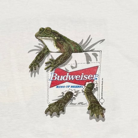 Budweiser 1995 FROG IN POCKET PRINT WHITE ONEITA XL 0173