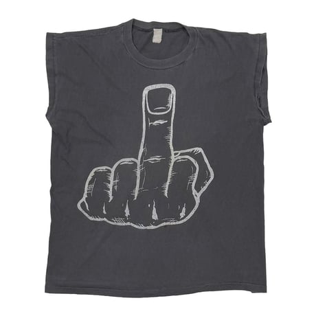 FUCK FINGER MONOCHROME ILLUST SLEEVELESS FITS LARGE 0007