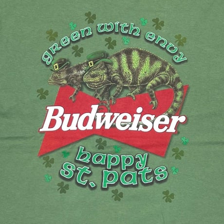 Budweiser GREEN WITH ENVY HAPPY St PATS GREN Hanes XL 6586