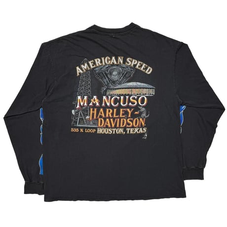 HARLEY DAVIDSON BLUE EMBLEM BLUE FLAME LS MANCUSO HANES XL 4950