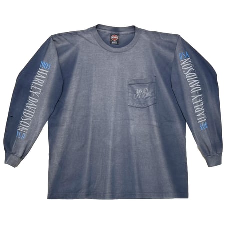 HARLEY DAVIDSON	FRONT POCKET BACK CURLY'S BLUE EMBLEM LS FADED NAVY XL 5794