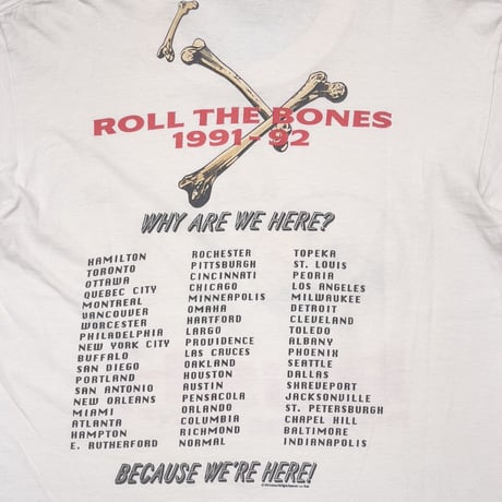 RUSH 1991 ROLL THE BONES TOUR 1991-92 BONE WHITE LARGE 1289