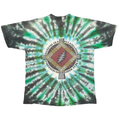 GRATEFUL DEAD 1995 SKULL & CROSS TIE DYE GREEN XL 3575