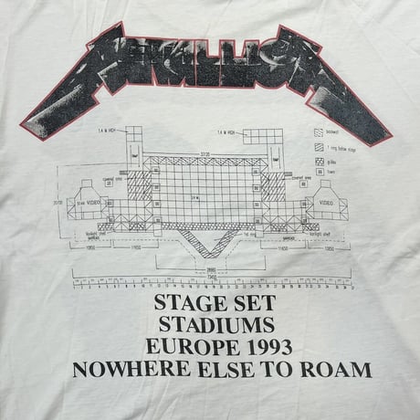 METALLICA NOWHERE ELSE TO ROAM EUROPE 1993 MEMBERS STAGE SET WHITE EURO XL 7959