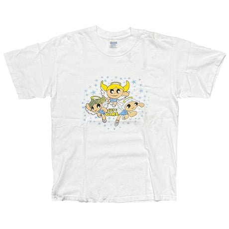 OLD & VINTAGE GOD'S GIRL THE POWERPUFF GIRLS PARODY WHITE GILDAN LARGE 9717