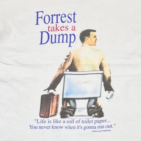 OLD & VINTAGE FORREST TAKES A DUMP FORREST GUMP PARODY WHITE DELTA LARGE 1849