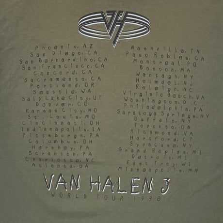 VAN HALEN WORLD TOUR 1998 FADED OLIVE GIANT BY TULTEX XL 0896