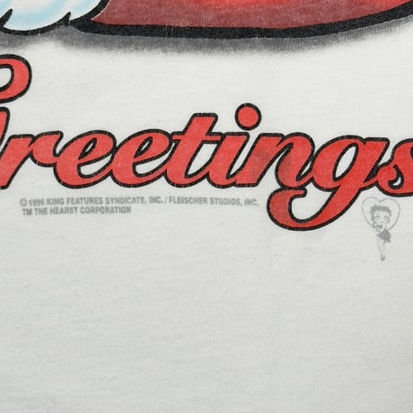 BETTY BOOP 1999 Season's Greetings SANTA COSTUME WHITE FRUIT OF THE LOOM LARGE 6717