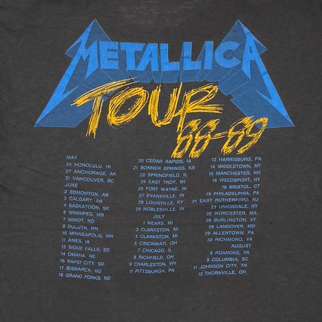 METALLICA AND JUSTICE FOR ALL TOUR 88-89 FITS XL 0447