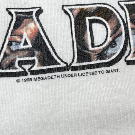 MEGADETH 1998 MEMBER ILLUST WORLD TOUR WHITE giant MEDIUM 7721