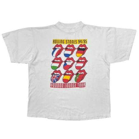 ROLLING STONES 94/95 VOODOO LOUNGE TOUR VARIOUS LIP&TONGUE WHITE EURO XL 0495