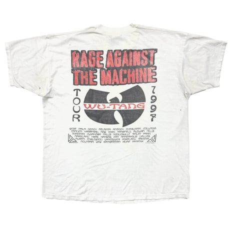 RAGE AGAINST THE MACHINE x WU-TANG CLAN 1997 TOUR WHITE FRUIT OF THE LOOM XL 8370