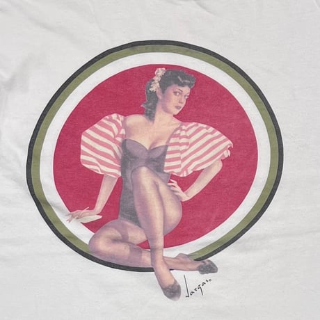 LUCKY STRIKE PINNUP GIRL WHITE HANES XL 4139
