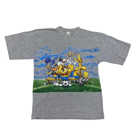 LOONEY TUNES 1998 BRASIL TEE MEDIUM ASH GREY 0284