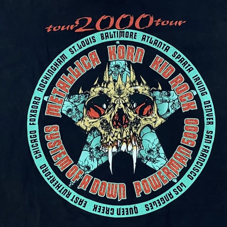 METALLICA TOUR 2000 KORN KID ROCK SYSTEM OF A DOWN AND MORE TEE BLACK XL 4387