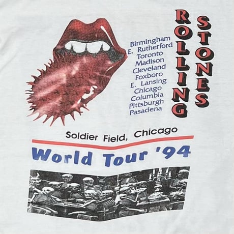 THE ROLLING STONES WORLD TOUR 1994 BACK SPIKE TONGUE BOOTLEG HANES XL 0277