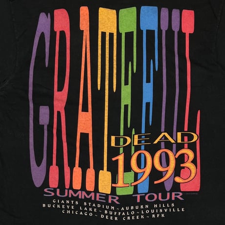 GRATEFUL DEAD 1993 SUMMER TOUR FRUIT OF THE LOOM BLACK XL 2062