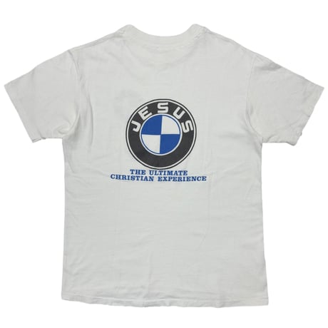 OLD & VINTAGE JESUS BMW EMBLEM LOGO PARODY WHITE HANES LARGE 2757