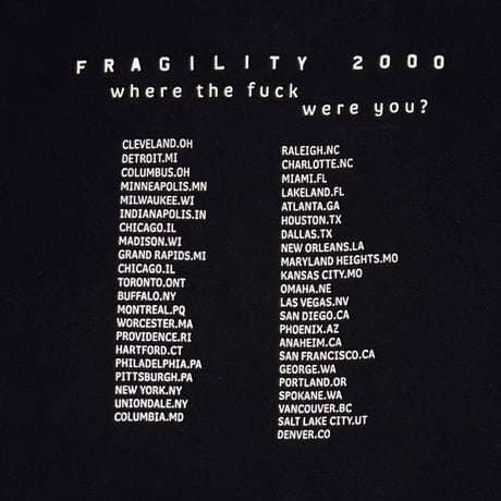 NINE INCH NAILS FRAGILITYE 2000 ALL SPORT LARGE 5217