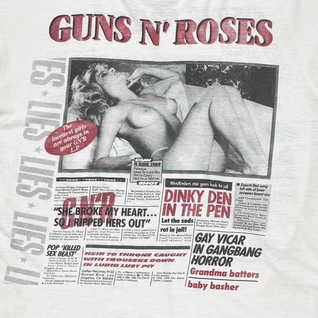 GUNS N' ROSES NEWS PAPER GN'R LIES WHITE FITS LARGE 4050