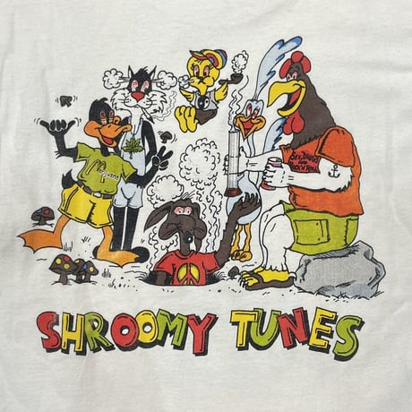 OLD & VINTAGE Toke up Doc! SHROOMY TUNES LOONEY TUNES PARODY WHITE HANES LARGE 3716