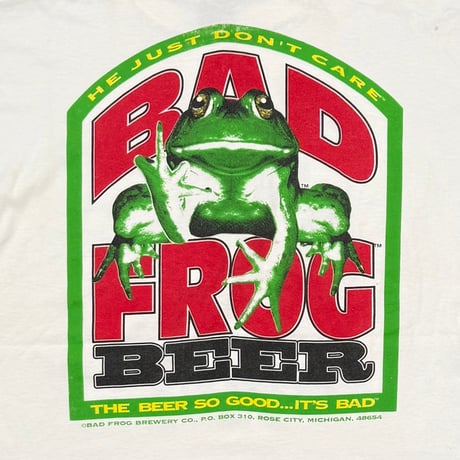 OLD & VINTAGE BAD FROG BEER HOCKEY Budweiser PARODY WHITE FITS XL 1483