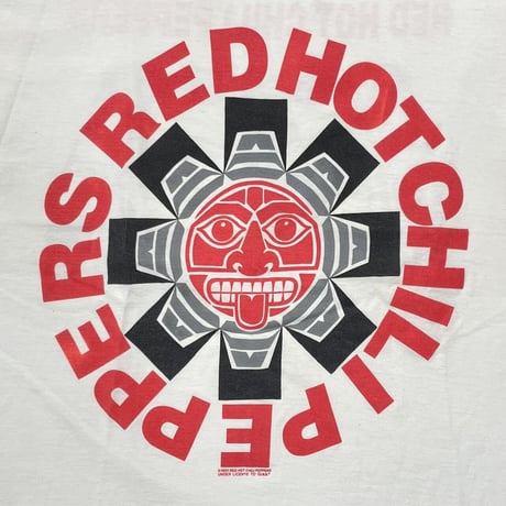 RED HOT CHILI PEPPERS 1991 DOUBLE SIDE Aztec TEE WHITE ANVIL XL 7747