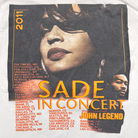 SADE LIVE IN CONCERT 2011 JOHN LEGEND WHITE HANES MEDIUM 8416