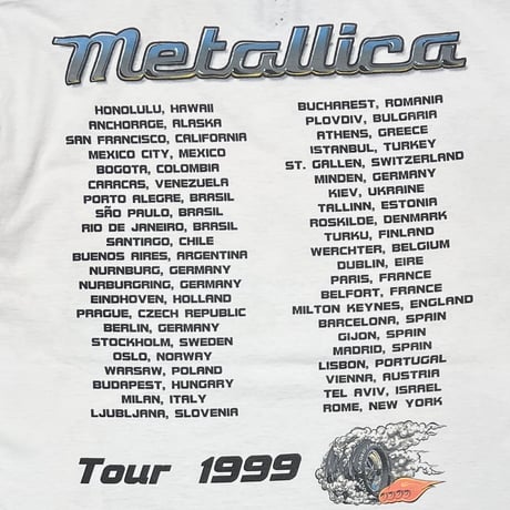 METALLICA GIMME FUEL TOUR 1999 WHITE GIANT FITS XL 7530