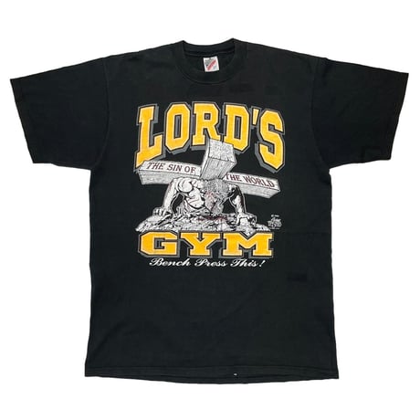 LORD'S GYM 1990 BENCH PRESS GYM! THE SIN OF THE WORLD JERZEES LARGE 2531