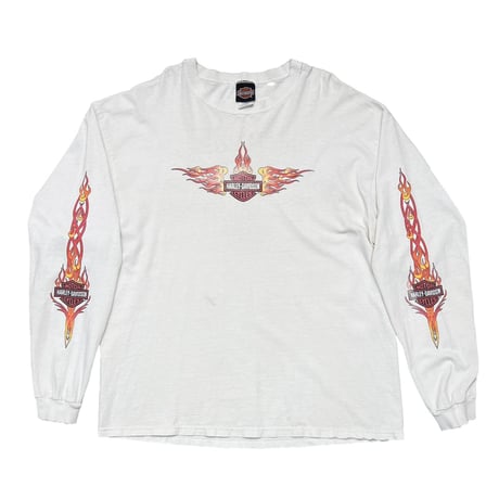 HARLEY DAVIDSON FLAME EMBLEM LOGO VICTORVILLE CALIFORNIA LS WHITE XL 7324