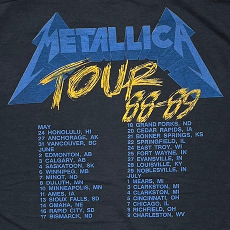 METALLICA AND JUSTICE FOR ALL TOUR 88-89 FITS LARGE 5724