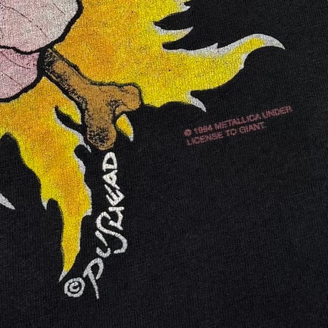 METALLICA PUSHEAD 1994 FLAMING FLOWER SKULL GIANT BY TEEJAYS LARGE 4863
