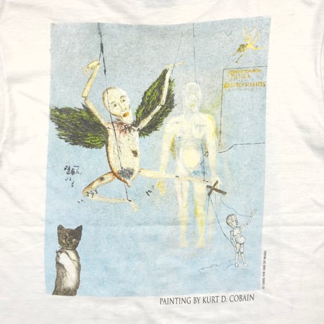 NIRVANA KURT COBAIN MEMORIAL ADULT WHITE giant BY TULTEX LARGE 6604