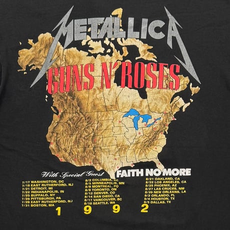 GUNS N' ROSES × METALLICA × FAITH NO MORE 1992 TOUR FRUIT OF THE LOOM XL 3785
