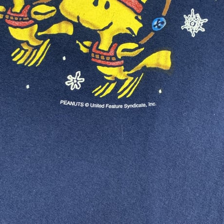PEANUTS SNOOPY & WOODSTOCK CHRISTMAS SANTA TEE NAVY GILDAN XL 3575