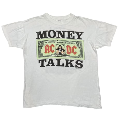 AC/DC 1990 MONEY TALKS WORLD TOUR 1990/91 WHITE FITS XL 8222
